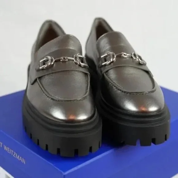 Stuart Weitzman Owen Chunky Leather Platform Bit Loafers Sz 6B - Picture 7 of 16